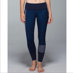 Lululemon Wunder under full on luon sashiko patch blue leggings‎
